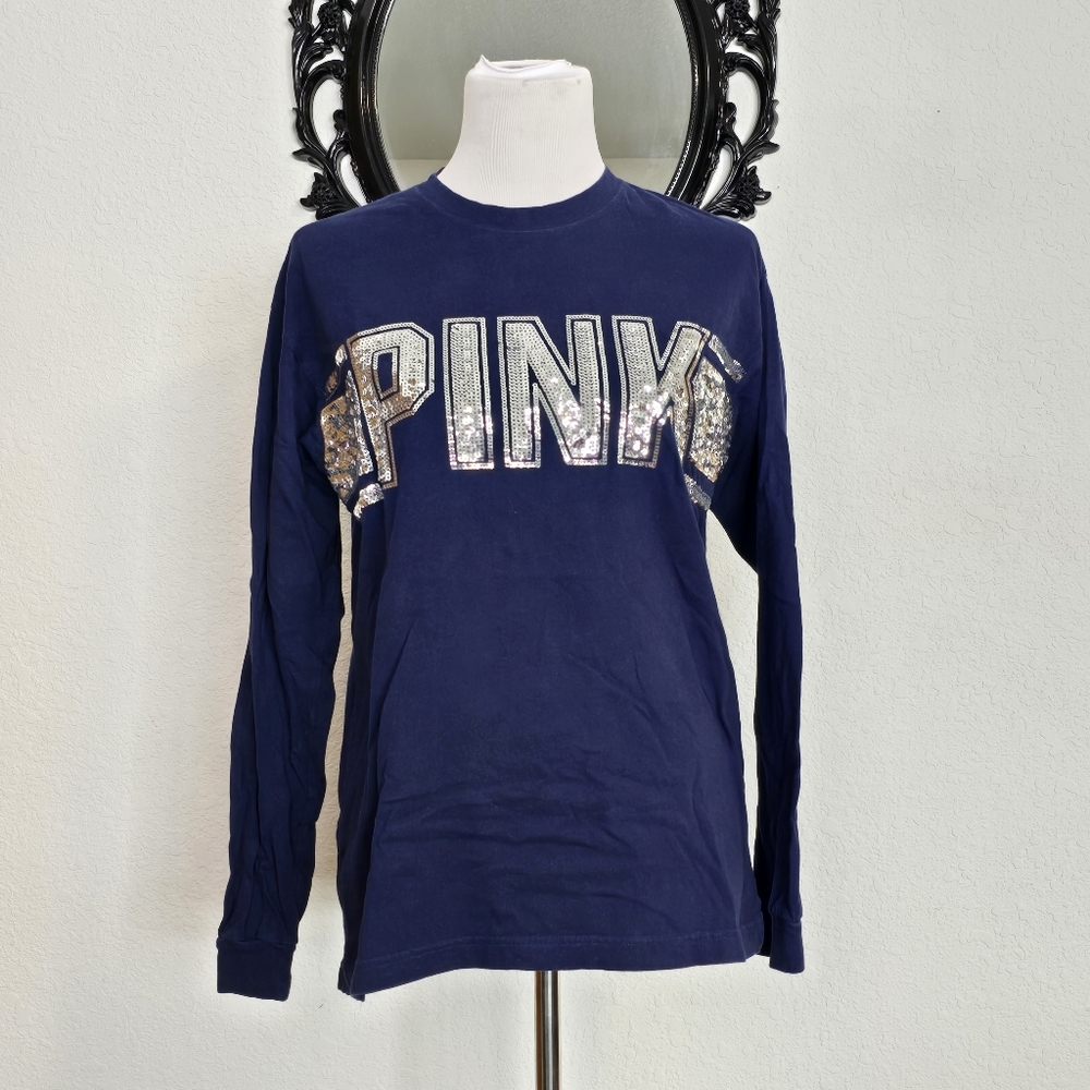 PINK bling navy blue long sleeve